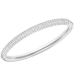 Small SWAROVSKI Crystal Stone Bangle | White | Rhodium Plated